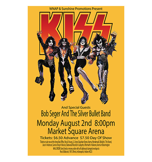 Kiss 1976 Indianapolis Concert Poster Raw Sugar Art Studio
