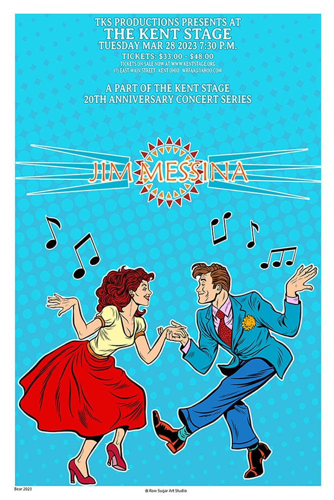 Jim Messina 2023 Kent Stage 20th Anniversary Concert Series dancing couple retro illustration