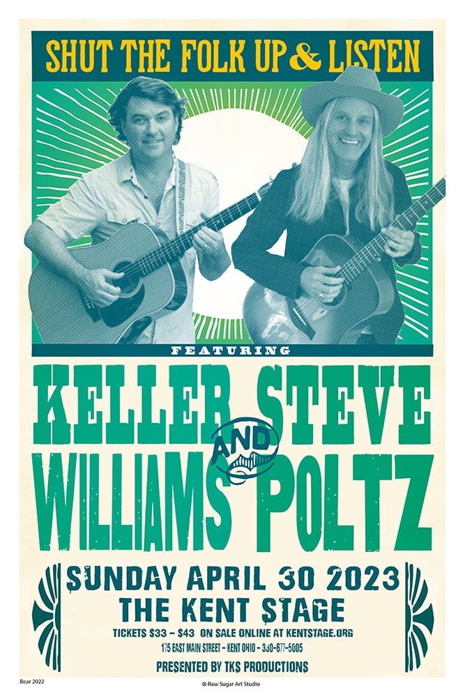 Keller Williams and Steve Poltz 2023 Kent Stage Concert Poster