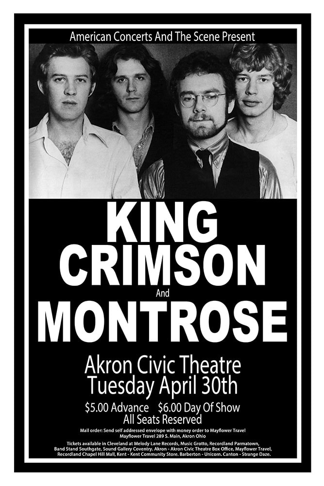 King Crimson 1974 Akron Concert Poster