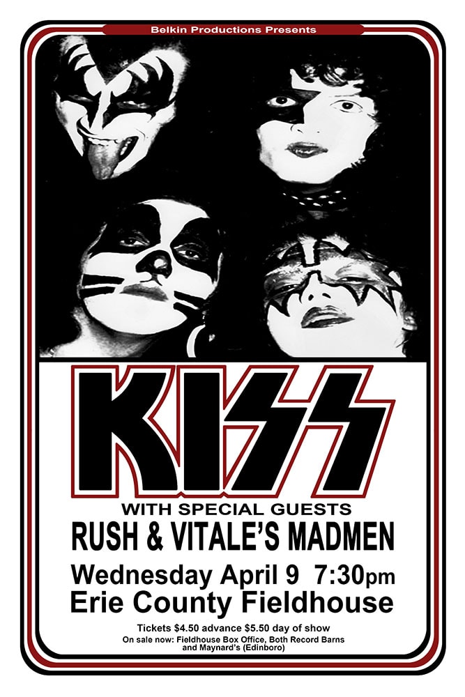 Kiss 1975 Erie County Fieldhouse Concert Poster