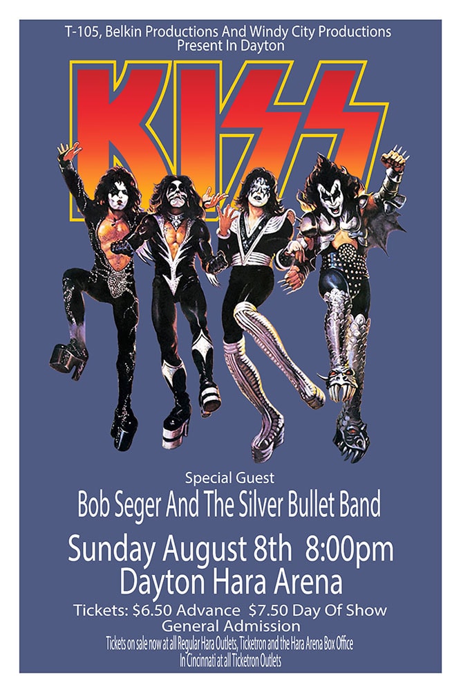 Kiss 1976 Dayton Hara Arena Concert Poster