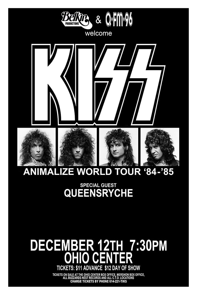Kiss 1984 Animalize World Tour Ohio Center Columbus Concert Poster