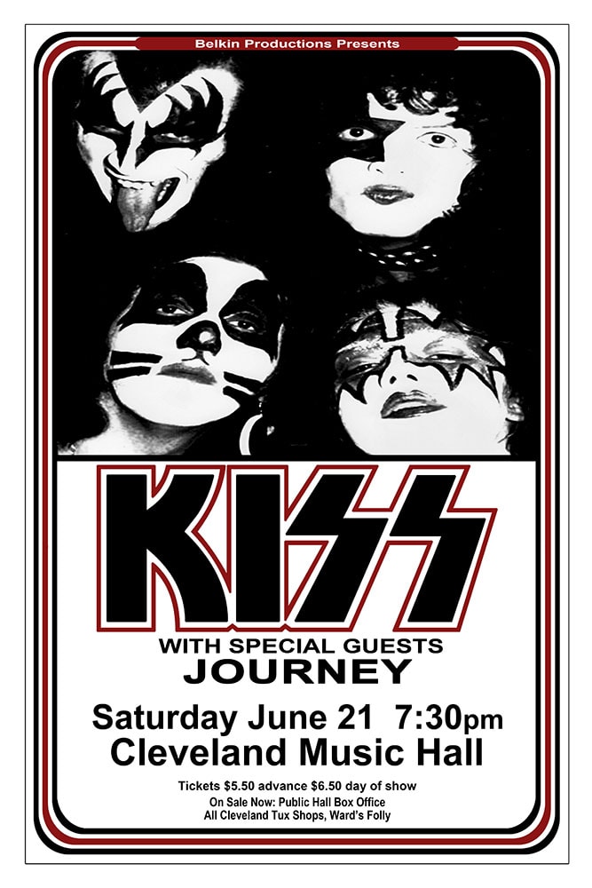 Kiss with Journey 1975 Cleveland Music Hall Concert Poster