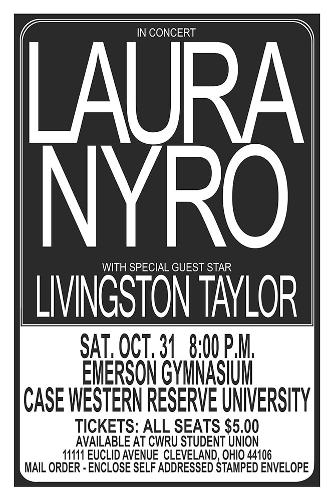 Laura Nyro 1970 Case Western Reserve University Cleveland Concert Poster