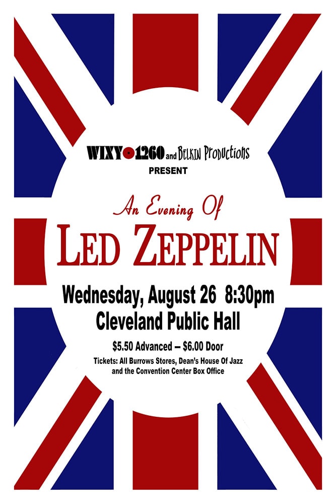 Led Zeppelin 1970 Cleveland Public Hall Concert Poster