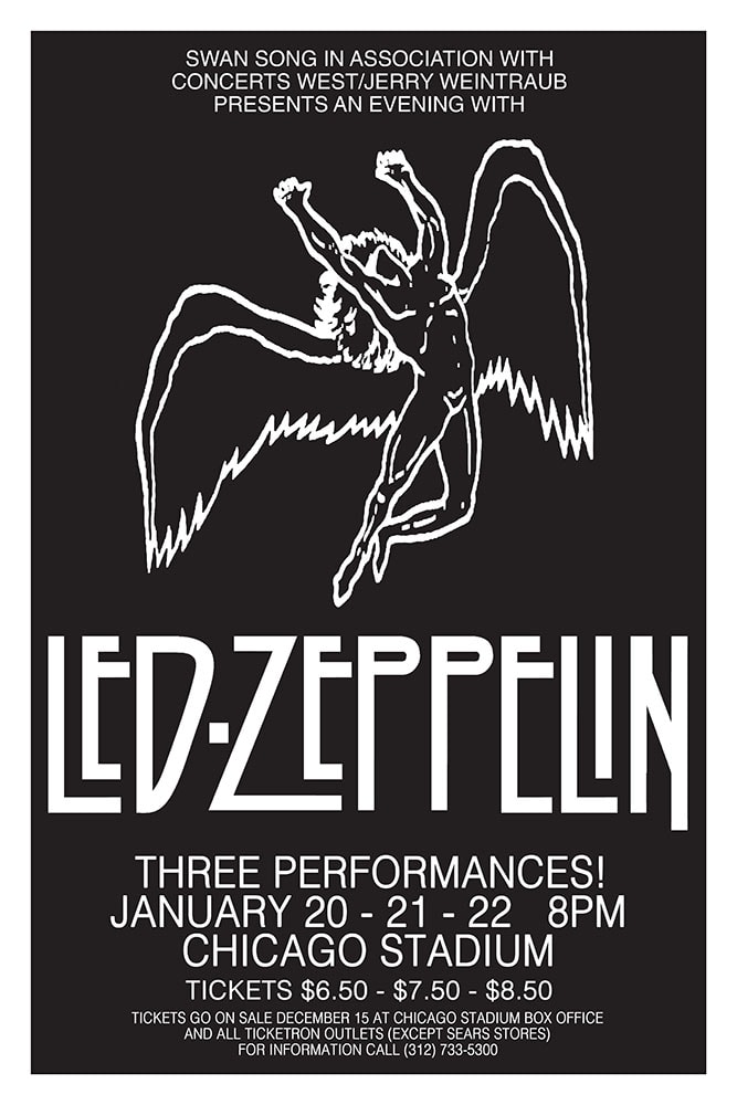 Led Zeppelin 1975 Chicago Stadium Concert Poster