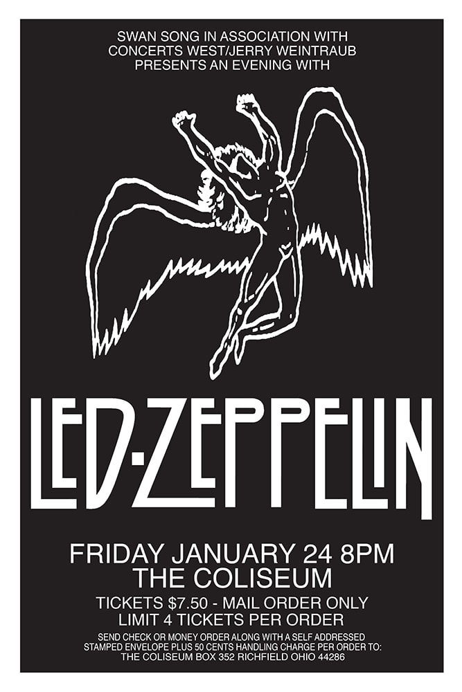 Led Zeppelin 1975 The Coliseum Richfield Concert Poster