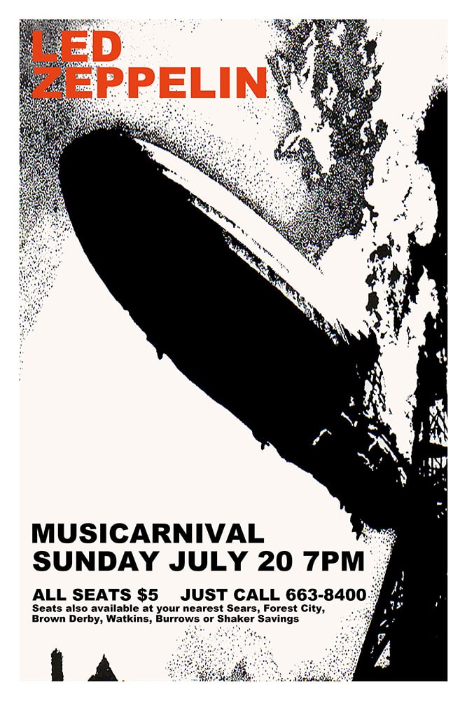 Led Zeppelin 1969 Musicarnival Cleveland Concert Poster