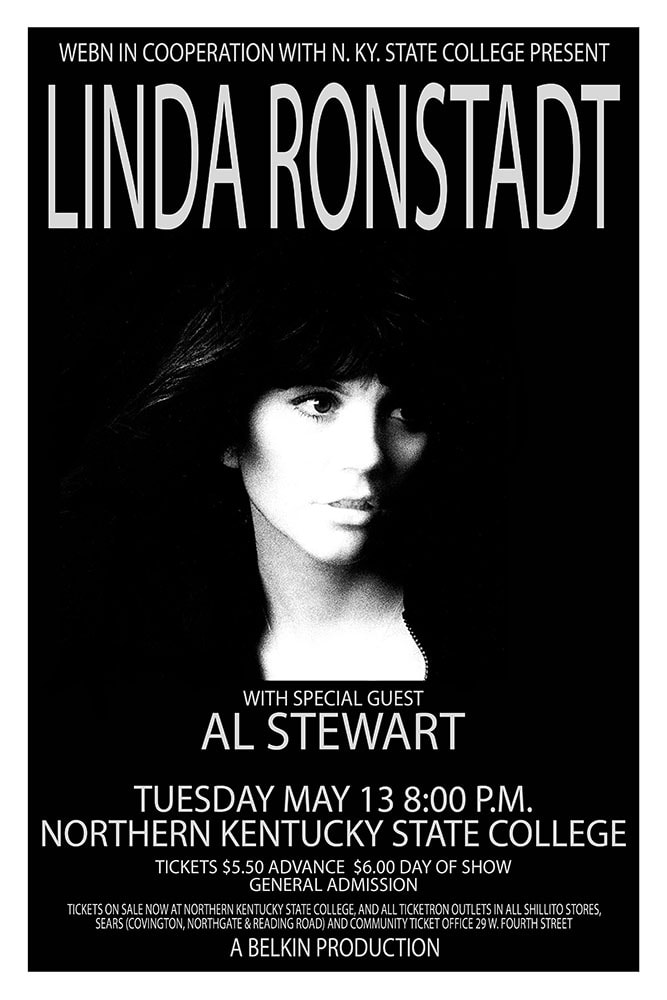 Linda Ronstadt 1975 Northern Kentucky State College Concert Poster