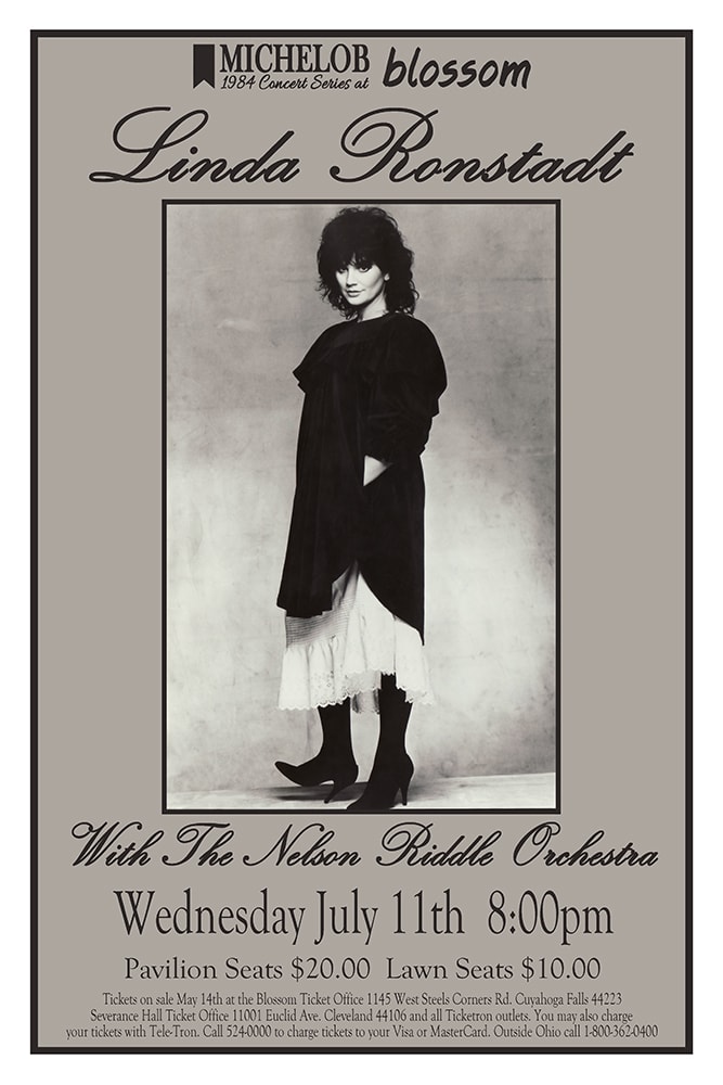 Linda Ronstadt 1984 Michelob Blossom Concert Series Poster