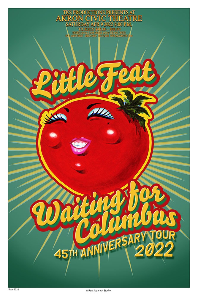 Little Feat Waiting for Columbus 45th Anniversary Tour 2022 Akron Civic Theatre Concert Poster