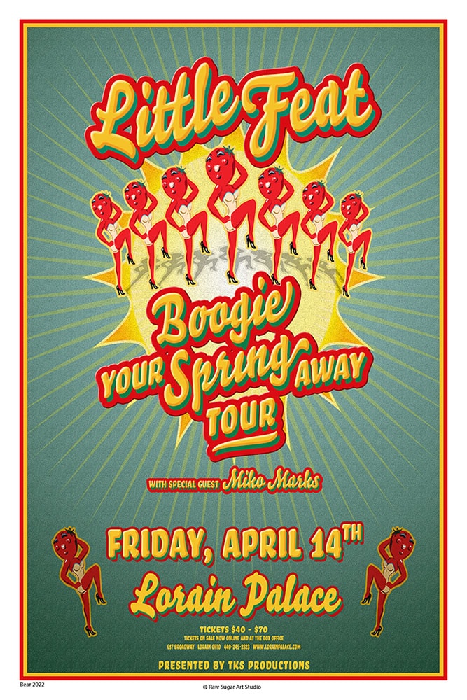 Little Feat Boogie Your Spring Away Tour 2023 Lorain Palace Concert Poster