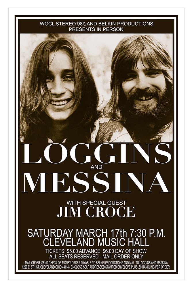 Loggins and Messina with Jim Croce 1973 Cleveland Music Hall Concert Poster