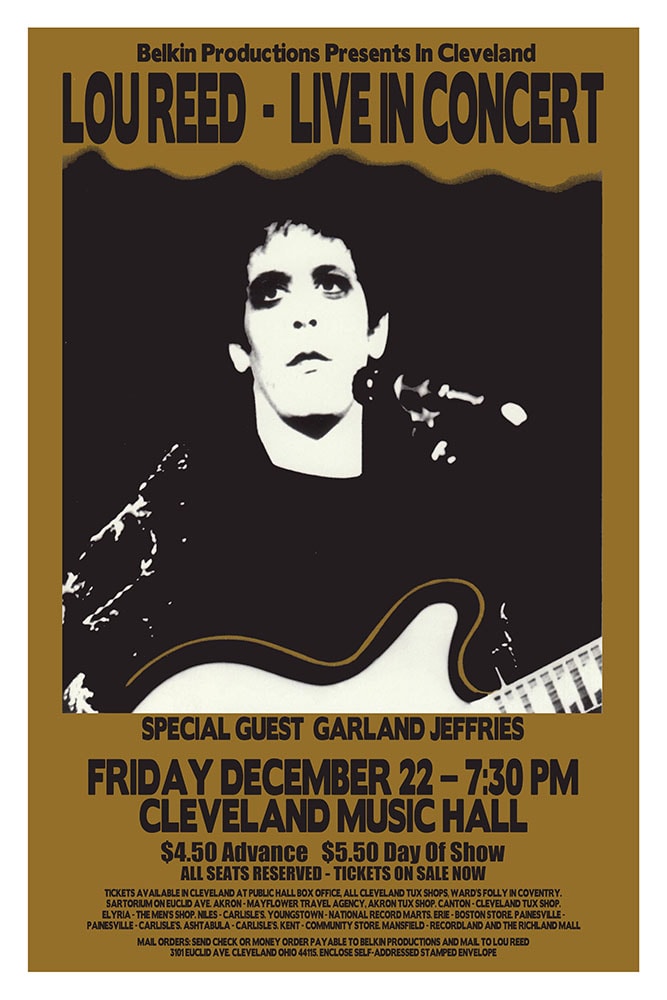 Lou Reed Live in Concert 1972 Cleveland Music Hall Concert Poster