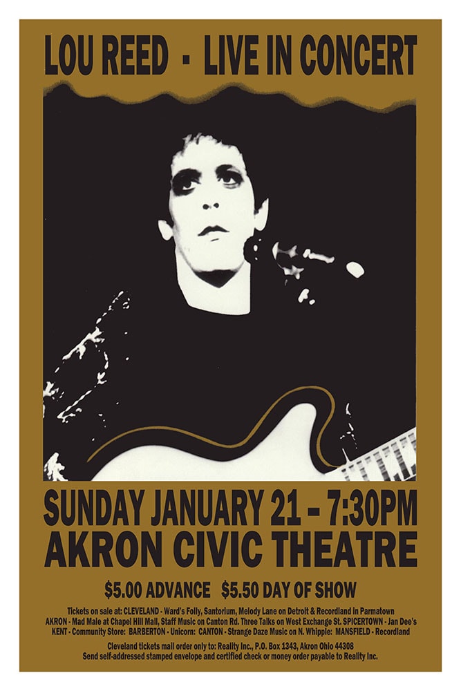Lou Reed Live in Concert 1973 Akron Civic Theatre Concert Poster