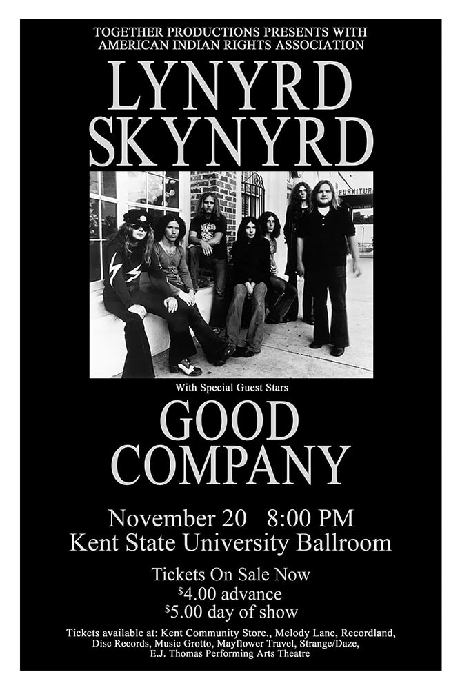 Lynyrd Skynyrd 1973 Kent State University Ballroom Concert Poster