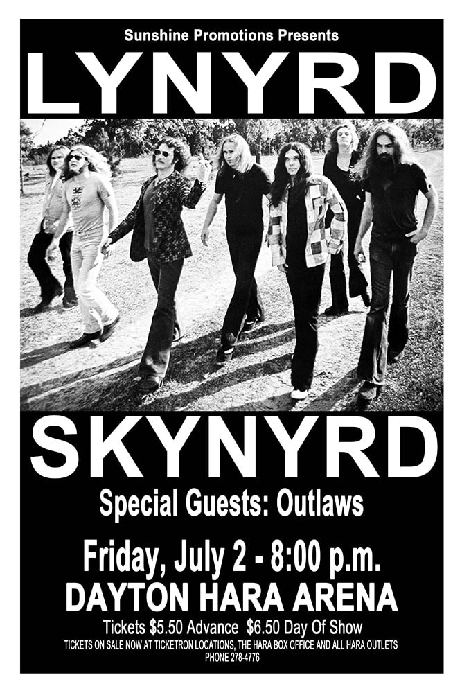 Lynyrd Skynyrd 1976 Dayton Hara Arena Concert Poster