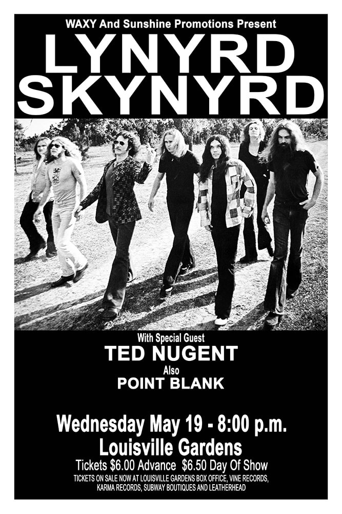 Lynyrd Skynyrd 1976 Louisville Gardens Concert Poster