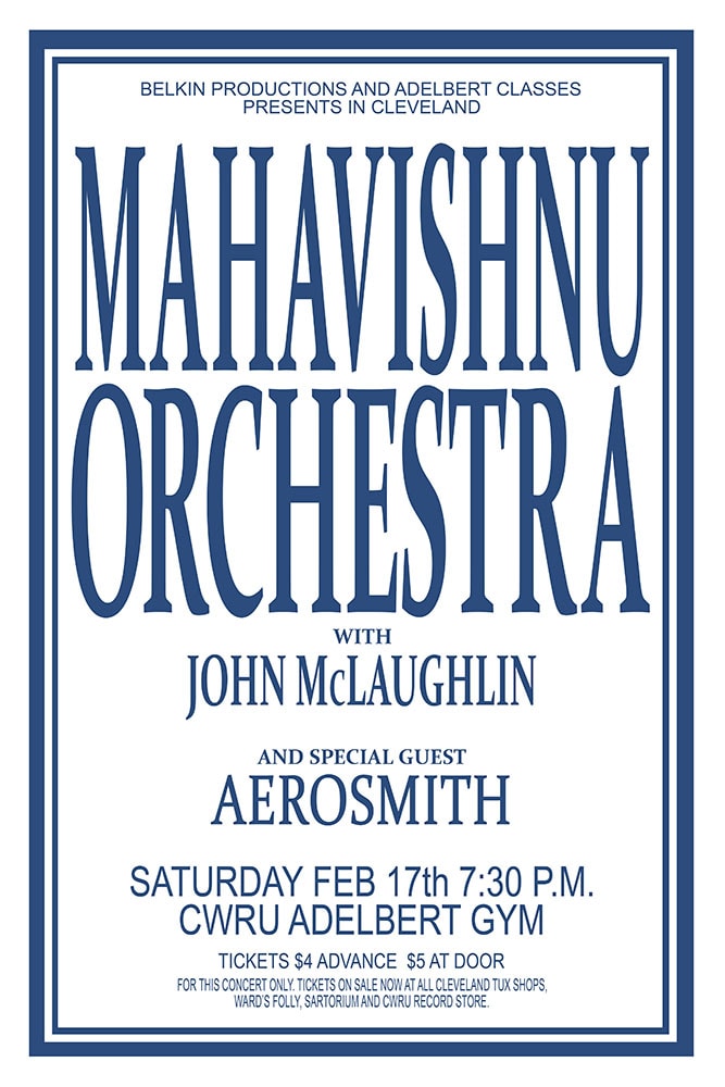 Mahavishnu Orchestra with John McLaughlin 1973 CWRU Adelbert Gym Concert Poster