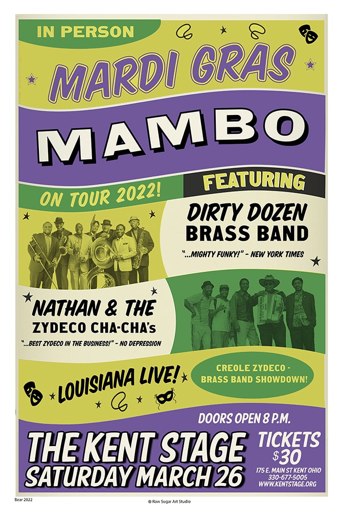 Mardi Gras Mambo 2022 Kent Stage Concert Poster