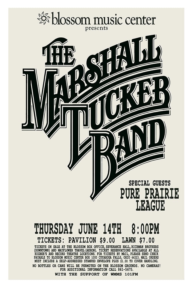 The Marshall Tucker Band 1979 Blossom Music Center Concert Poster