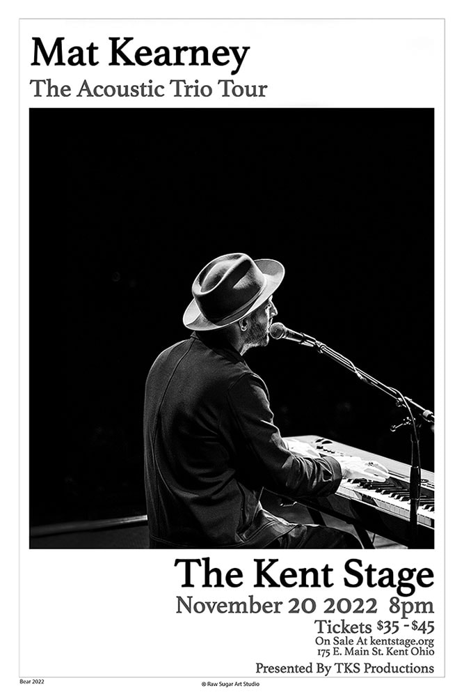 Mat Kearney The Acoustic Trio Tour 2022 Kent Stage Concert Poster