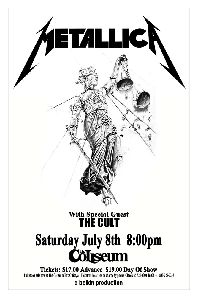 Metallica 1989 The Coliseum Richfield Concert Poster