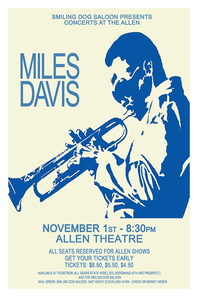 Miles Davis 1974 Allen Theatre Cleveland Concert Poster