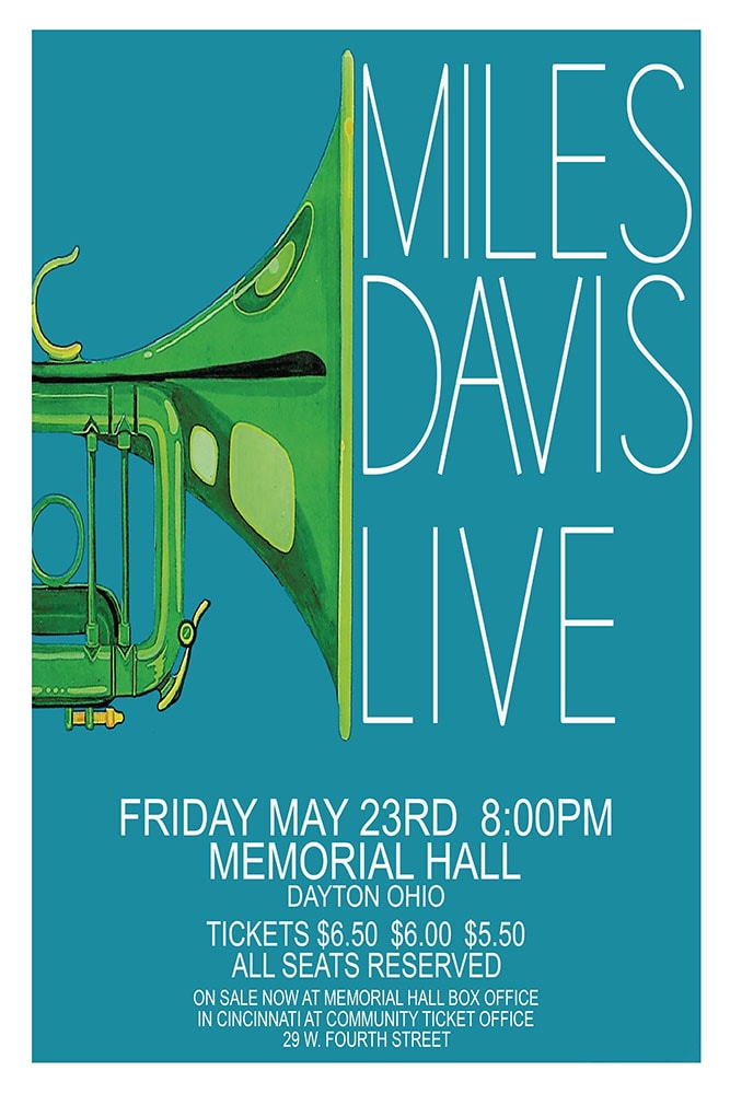Miles Davis Live 1975 Memorial Hall Dayton Concert Poster