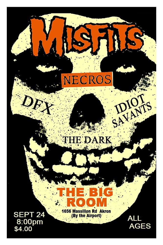 Misfits 1982 The Big Room Akron Concert Poster