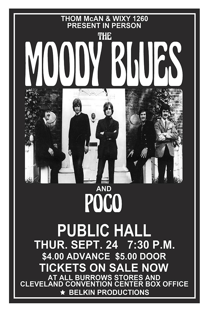 The Moody Blues 1970 Public Hall Cleveland Concert Poster