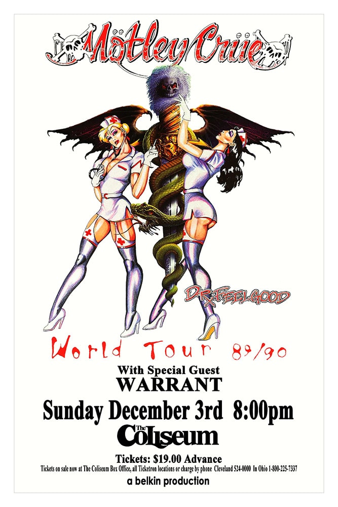 Mötley Crüe Dr. Feelgood World Tour 1989/90 The Coliseum Richfield Concert Poster