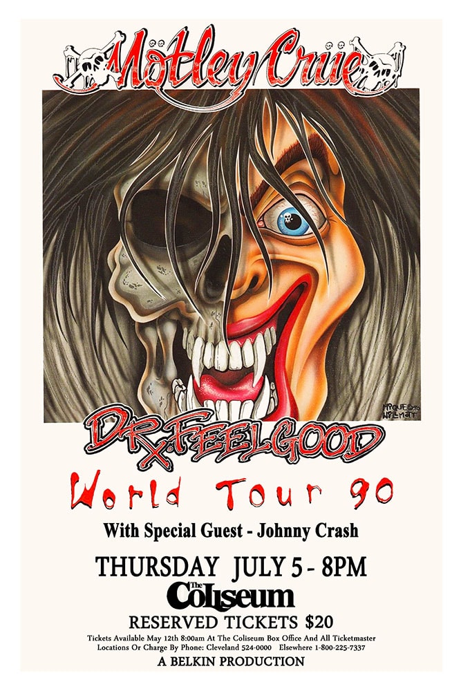 Mötley Crüe Dr. Feelgood World Tour 90 The Coliseum Richfield Concert Poster