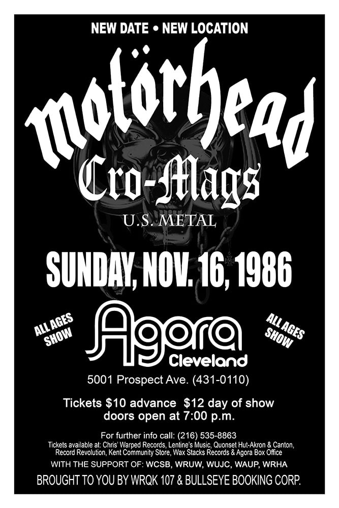 Motörhead 1986 Agora Cleveland Concert Poster