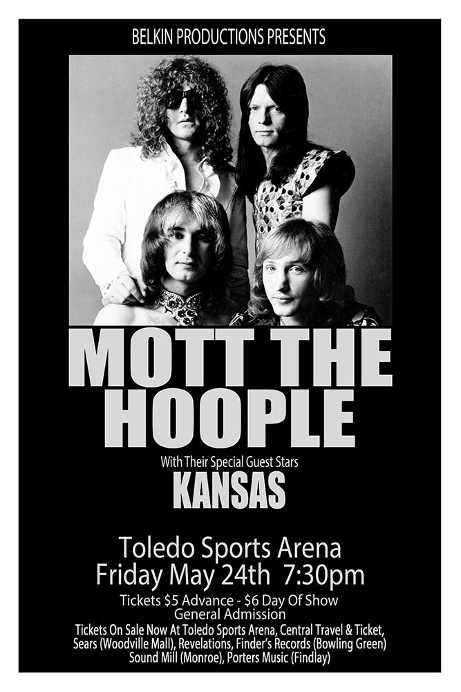 Mott the Hoople with Kansas 1974 Toledo Sports Arena Concert Poster