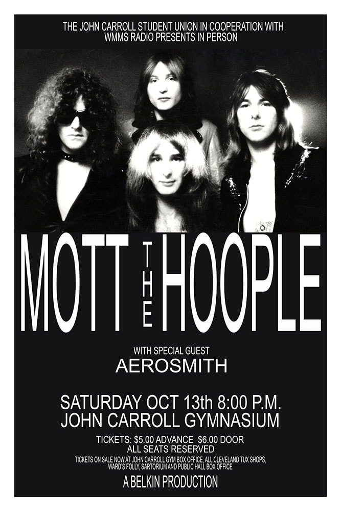 Mott the Hoople with Aerosmith 1973 John Carroll Gymnasium Cleveland Concert Poster