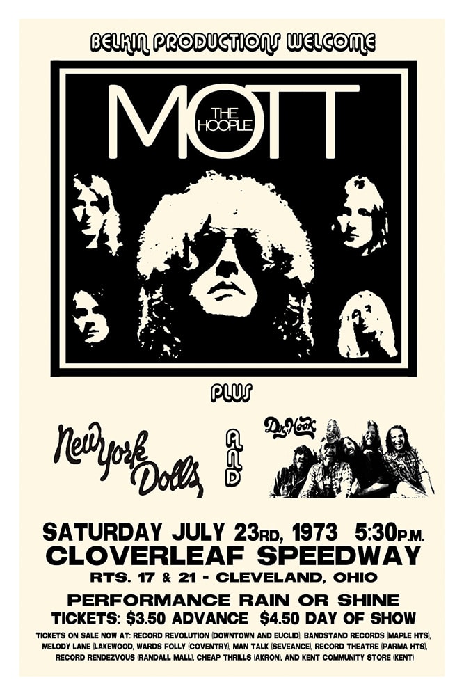 Mott the Hoople with New York Dolls and Dr. Hook 1973 Cloverleaf Speedway Cleveland Concert Poster