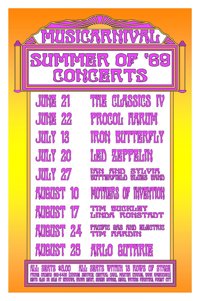Musicarnival Summer of '69 Concerts Schedule Poster