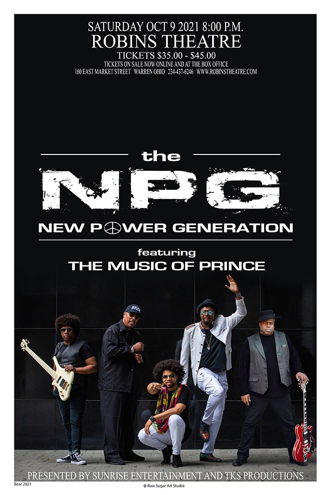 The New Power Generation Featuring the Music of Prince 2021 Robins Theatre Warren Concert Poster