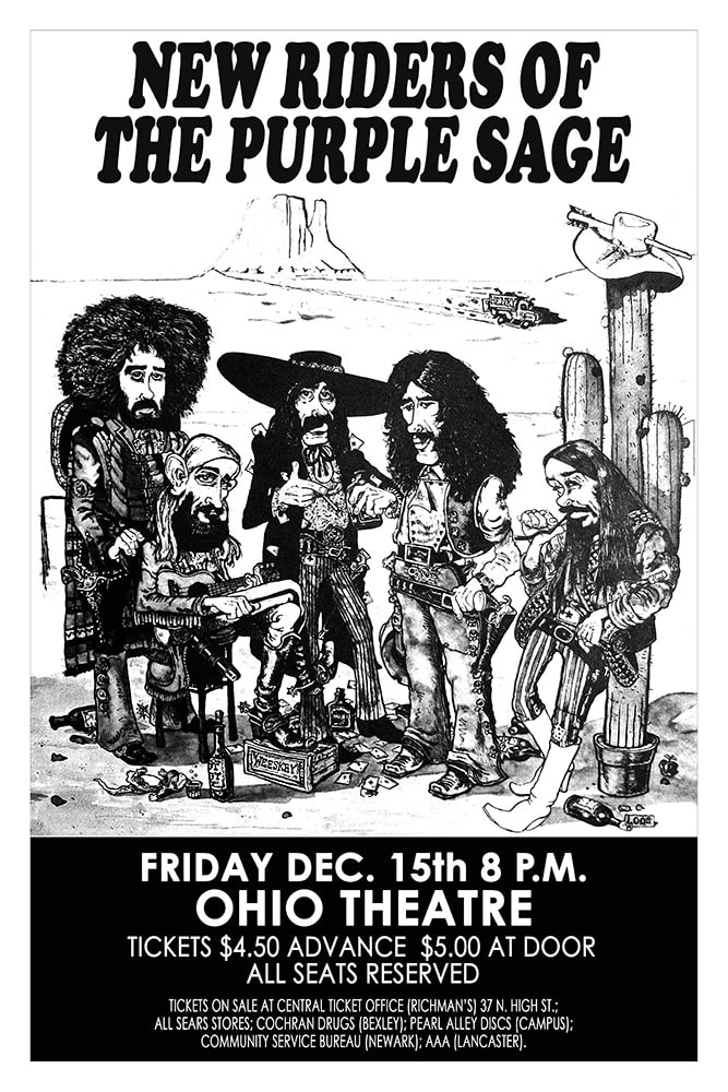New Riders of the Purple Sage 1972 Ohio Theatre Columbus Concert Poster