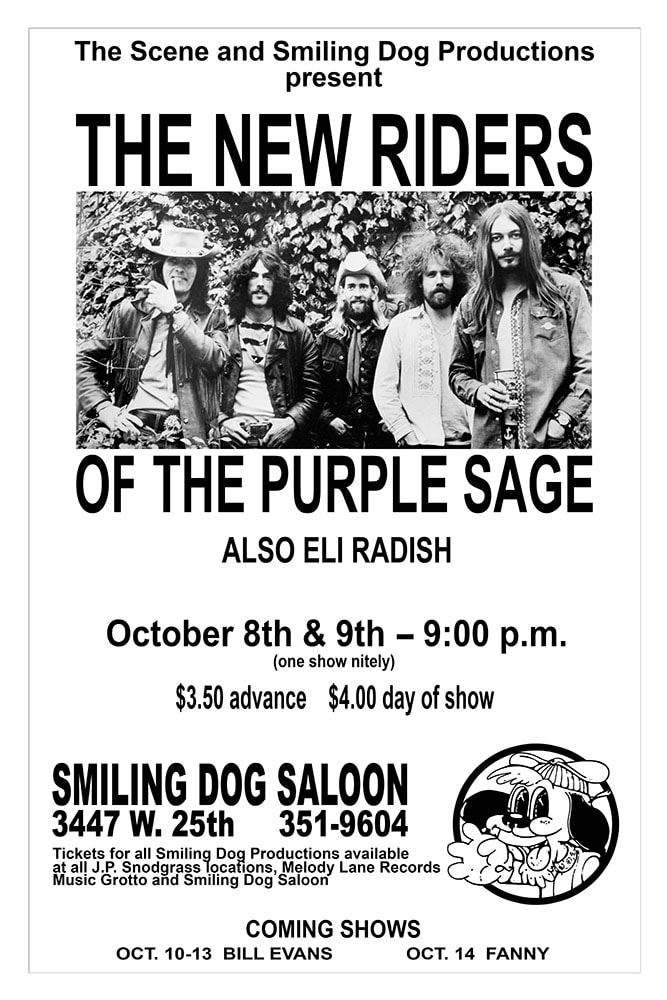 The New Riders of the Purple Sage 1973 Smiling Dog Saloon Cleveland Concert Poster