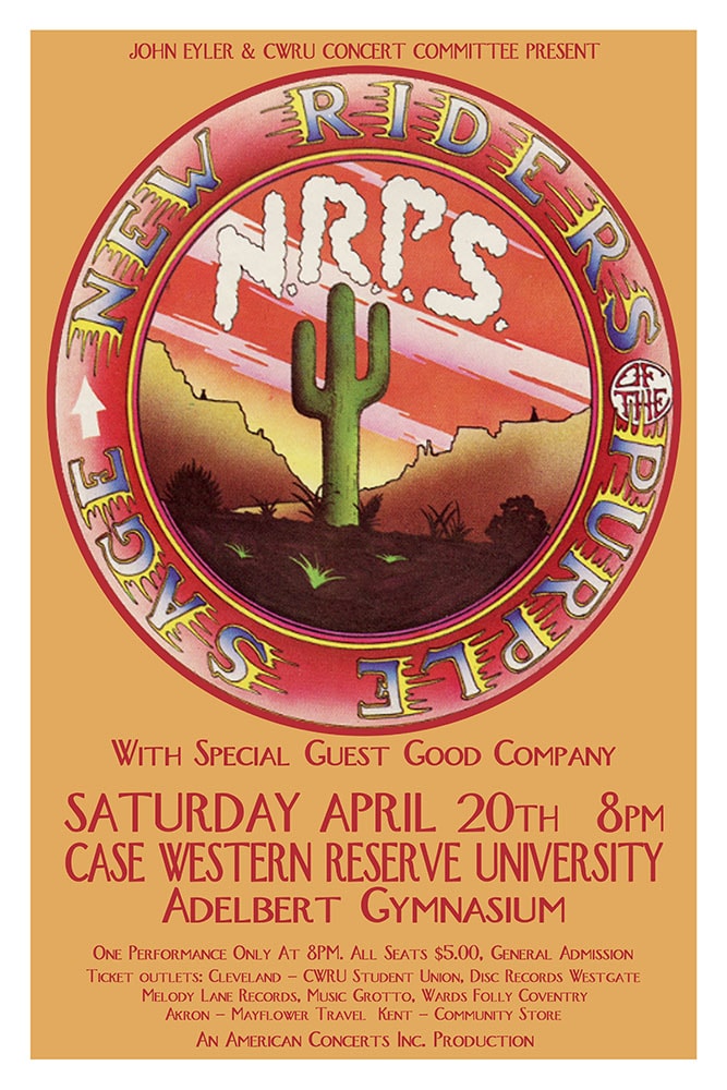 New Riders of the Purple Sage 1974 Case Western Reserve University Cleveland Concert Poster
