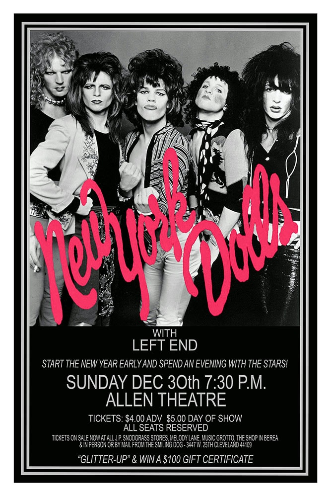 New York Dolls with Left End 1973 Allen Theatre Cleveland Concert Poster