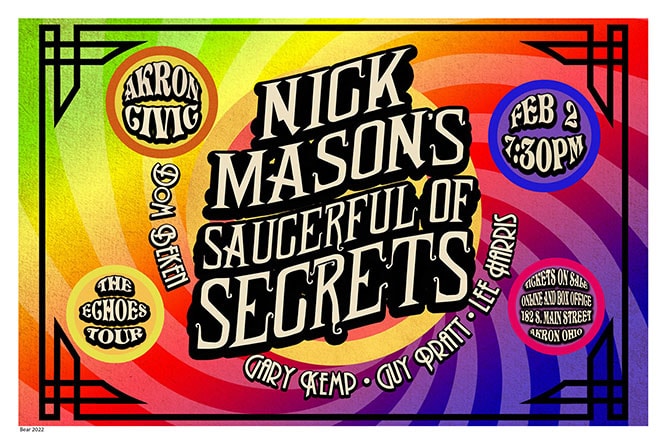 Nick Mason's Saucerful of Secrets The Echoes Tour 2022 Akron Civic Concert Poster