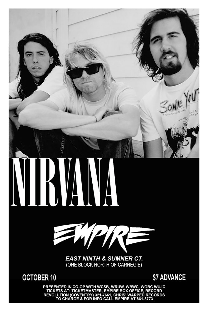 Nirvana with Empire 1991 Cleveland Concert Poster