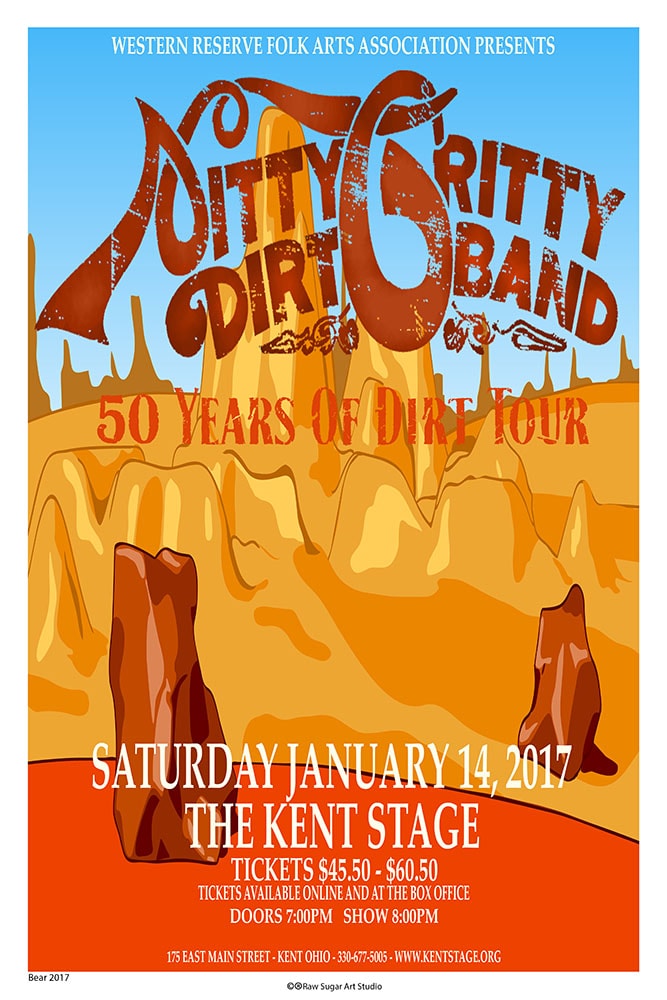 Nitty Gritty Dirt Band 50 Years of Dirt Tour 2017 Kent Stage Concert Poster