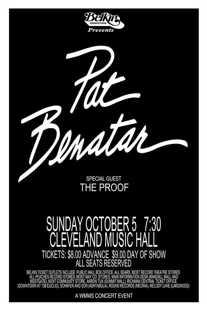 Pat Benatar 1980 Cleveland Music Hall Concert Poster