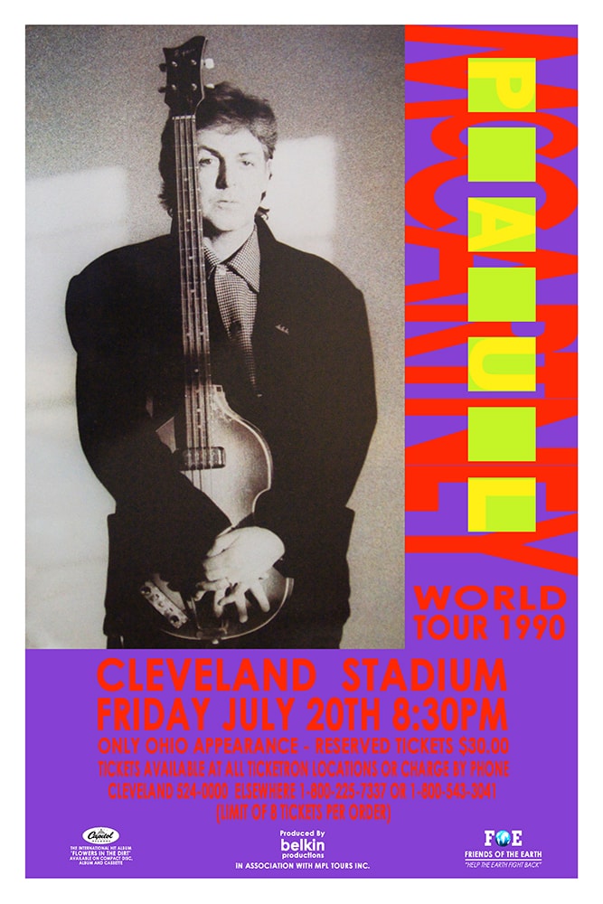 Paul McCartney World Tour 1990 Cleveland Stadium Concert Poster