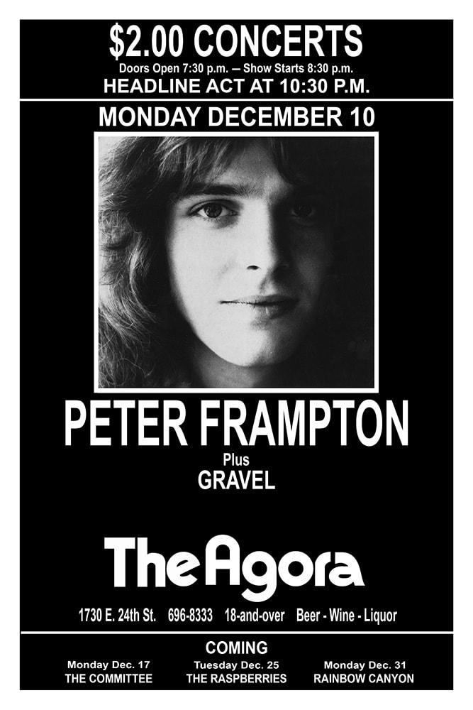 Peter Frampton with Gravel 1973 The Agora Cleveland Concert Poster